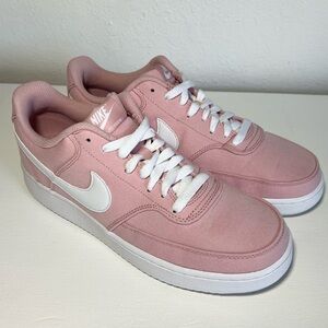Nike Court Vision Lo Canvas Women's 10 Pink Glaze & White Sneaker Athletic Shoe